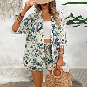 Conjunto Camisa e Shorts Floral Wave