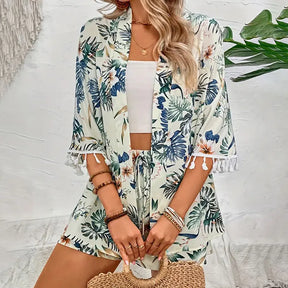 Conjunto Camisa e Shorts Floral Wave