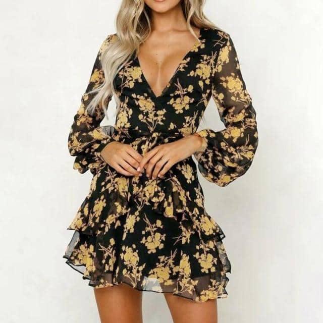 Vestido Floral Manga Longa Sexy você encontra na Sua Boutique por apenas  ! Com Frete Grátis para todo Brasil, podendo parcelar em até 10X Sem Juros! Alé,m disso ganhe 10% OFF no PIX! 